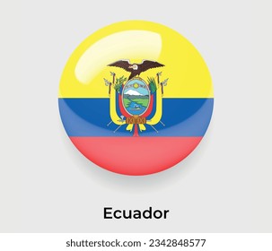 Ecuador lustroso bandera nacional burbuja forma redonda icono de ilustración vectorial vidrio