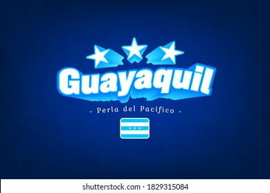 Ecuador, Guayaquil, banner and flag. GYE 3D icon, star flags. Vector illustration symbol. Guayas. 