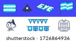 Ecuador, Guayaquil line icon set. Included the icons as pennant, guayabera traditional shirt, juan pueblo, banner and flags. GYE 3D icon, pueblo hay, star flags. Vector illustration symbol. Guayas.