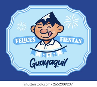 EQUADOR, Guayas, Guayaquil ícone de linha ilustração vetorial. Juan Pueblo, personagem tradicional. GYE. Bandeiras das estrelas, símbolo, cidade. Comida. Guaiaquil.
