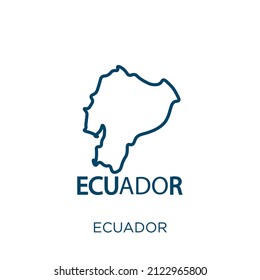 ecuador icon. Thin linear ecuador outline icon isolated on white background. Line vector ecuador sign, symbol for web and mobile