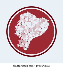 Ecuador icon. Trendy tech logo of the country. Geometric mesh round design. Technology, internet, network, telecommunication concept. Vector illustration.