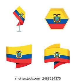 Ecuador icons set cartoon vector. Ecuador official national flag. South america country