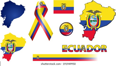 Ecuador Icons. Set of vector graphic icons and symbols representing Ecuador.