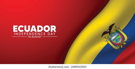 Ecuador Independence Day 10 August waning flag vector poster