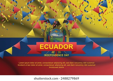 Fondo del Día de la Independencia de Ecuador. Ilustración vectorial.