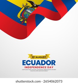 Ecuador independence day banner background august 10th design element with waving ribbon flag