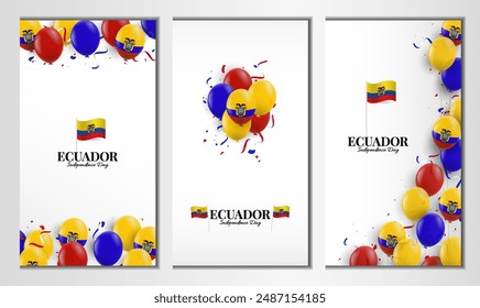 Ecuador Independence Day. Banner set. Vector Illustration.
