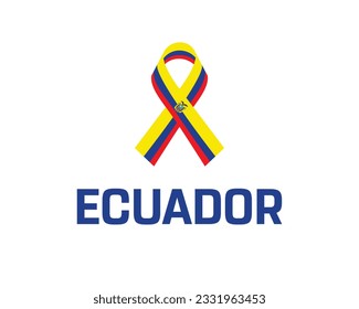 Día de la Independencia de Ecuador, bandera de Ecuador, 10 de agosto, 10 de agosto, Día Nacional, Bandera de Cinta, Cinta de Ecuador Ilustración del Vector de Diseño Tipográfico Eps Tipografía Icono fondo blanco
