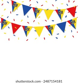 Ecuador Independence Day. Garland with the flag of Ecuador on a white background. Vector Illustration.
