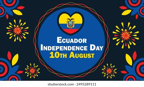 Ecuador Independence Day vector banner design. Happy Ecuador Independence Day modern minimal graphic poster illustration.