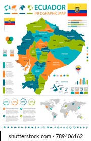 Ecuador infographic map and flag - High Detailed Vector Illustration