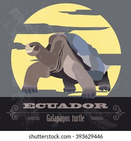 Ecuador landmarks. Retro styled image. Vector illustration