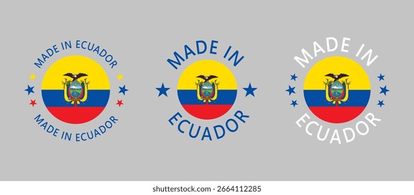 Ecuador Hecho en Sello en círculo con bandera sobre fondo blanco