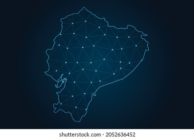 ecuador map , Abstract mash line and point scales on dark background for your web site design map logo, app, ui,Travel. Vector illustration eps 10.