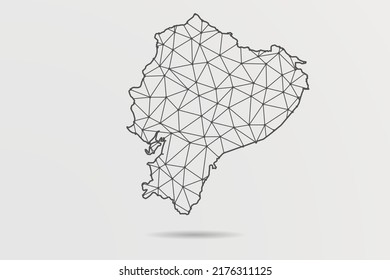 Ecuador Map - Abstract mash line and point scales on white background with World Map. Wire Frame 3D mesh polygonal network line, design sphere, dot and structure - Vector illustration eps 10