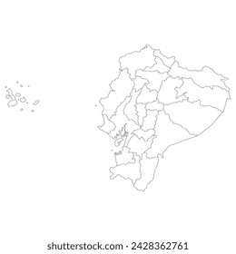 Ecuador map. Map of Ecuador in administrative provinces in white color