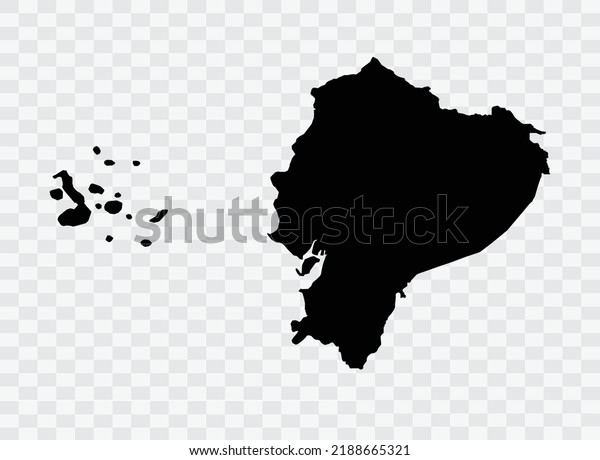 Ecuador map black Color on Backgound png  not\
divided into cities