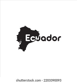 Ecuador map and black lettering design on white background