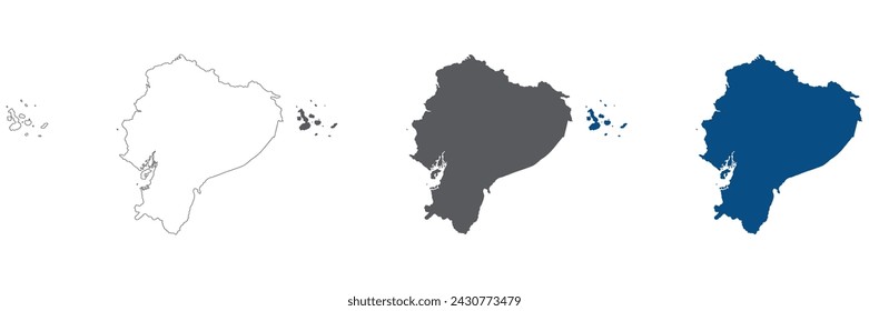 Ecuador map. Map of Ecuador in blue color