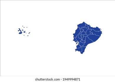 Ecuador Map blue Color on White Backgound