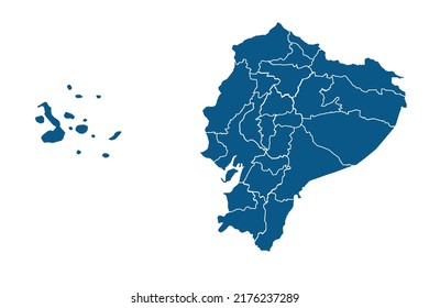 Ecuador Map blue Color on White Backgound
