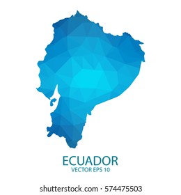 Ecuador map - blue geometric rumpled triangular low poly style gradient graphic background , polygonal design for your . Vector illustration eps 10.