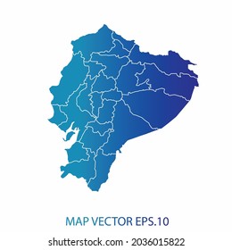 Ecuador map, blue gradient color , infographic style , on white background with Map World. Wire frame 3D mesh , map 3D,