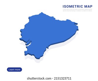 Ecuador map blue isolated on white background with 3d isometric vector illustration.