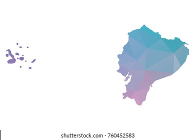 ecuador map. Blue and Pink polygonal shape vector illustration on white background. Vector illustration eps 10.