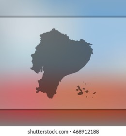 Ecuador map. Blurred background with silhouette of Ecuador map. Vector silhouette of Ecuador map