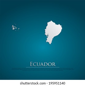Papel de la tarjeta de mapa de Ecuador 3D natural, vector alto y detallado
