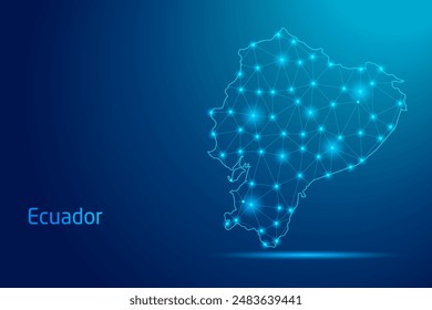 Ecuador map - concept of communication technology, graphic of low poly.