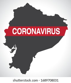 Ecuador map with Coronavirus warning illustration