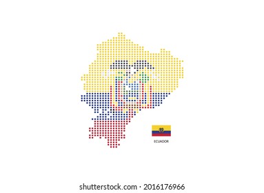 Ecuador map design by color of Ecuador flag in circle shape, White background with Ecuador flag.
