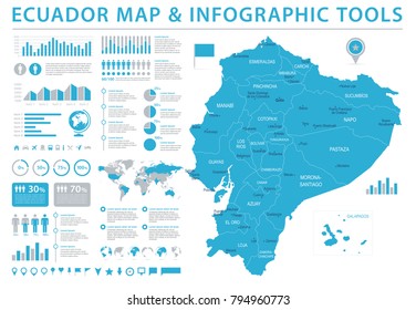 Ecuador Map - Detailed Info Graphic Vector Illustration