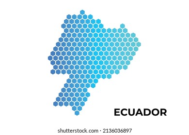 Ecuador mapea la forma del hexágono digital en la ilustración del vector de fondo blanco