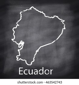 Ecuador map drawn with chalk on blackboard background