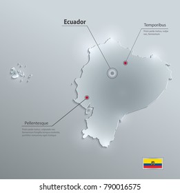 Ecuador map flag glass card paper 3D vector