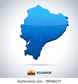 Ecuador map and flag - High Detailed Vector Illustration