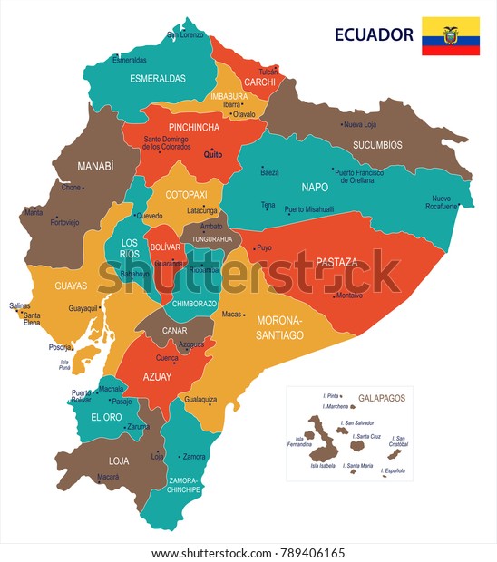 Detailed Map Of Ecuador Ecuador Map Flag High Detailed Vector Stock Vector (Royalty Free) 789406165  | Shutterstock