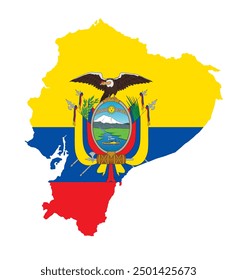 Ecuador map flag isolated on png or transparent background vector illustration. 