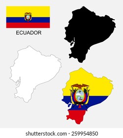 Ecuador map and flag vector, Ecuador map, Ecuador flag
