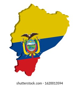 Ecuador Map Flag Vector 3D