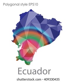 Ecuador map in geometric polygonal style.Abstract gems triangle,modern design background.