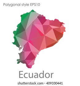 Ecuador map in geometric polygonal style.Abstract gems triangle,modern design background.