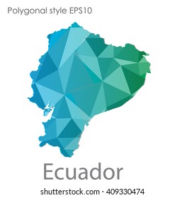 Ecuador map in geometric polygonal style.Abstract gems triangle,modern design background.