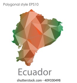 Ecuador map in geometric polygonal style.Abstract gems triangle,modern design background.