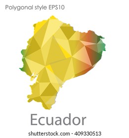 Ecuador map in geometric polygonal style.Abstract gems triangle,modern design background.