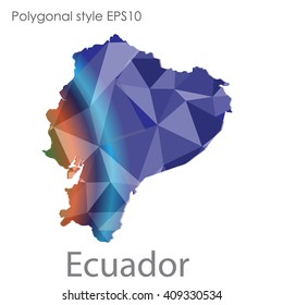 Ecuador map in geometric polygonal style.Abstract gems triangle,modern design background.